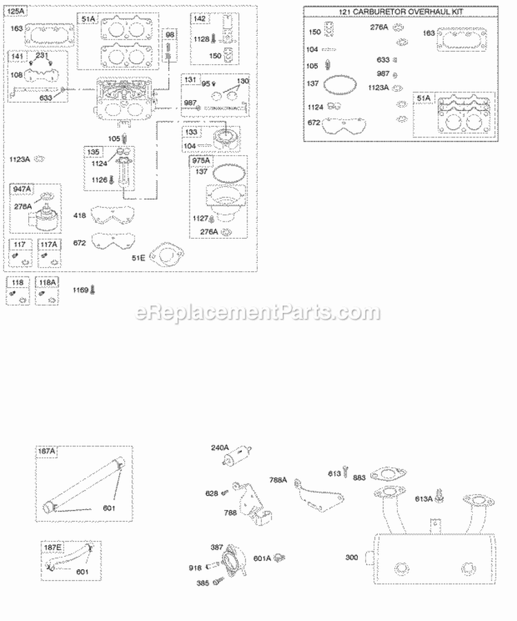 Carburetor Exhaust System Fuel Supply KitGasket Set-Carburetor Diagram and Parts List for  Briggs and Stratton Engine